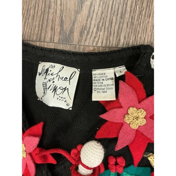 Vintage Michael Simon Christmas 3D Sweater Vest XL Y2k 90s Ugly Sweater Party - Picture 3 of 6
